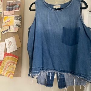 Anthropologie Denim Open Back Top